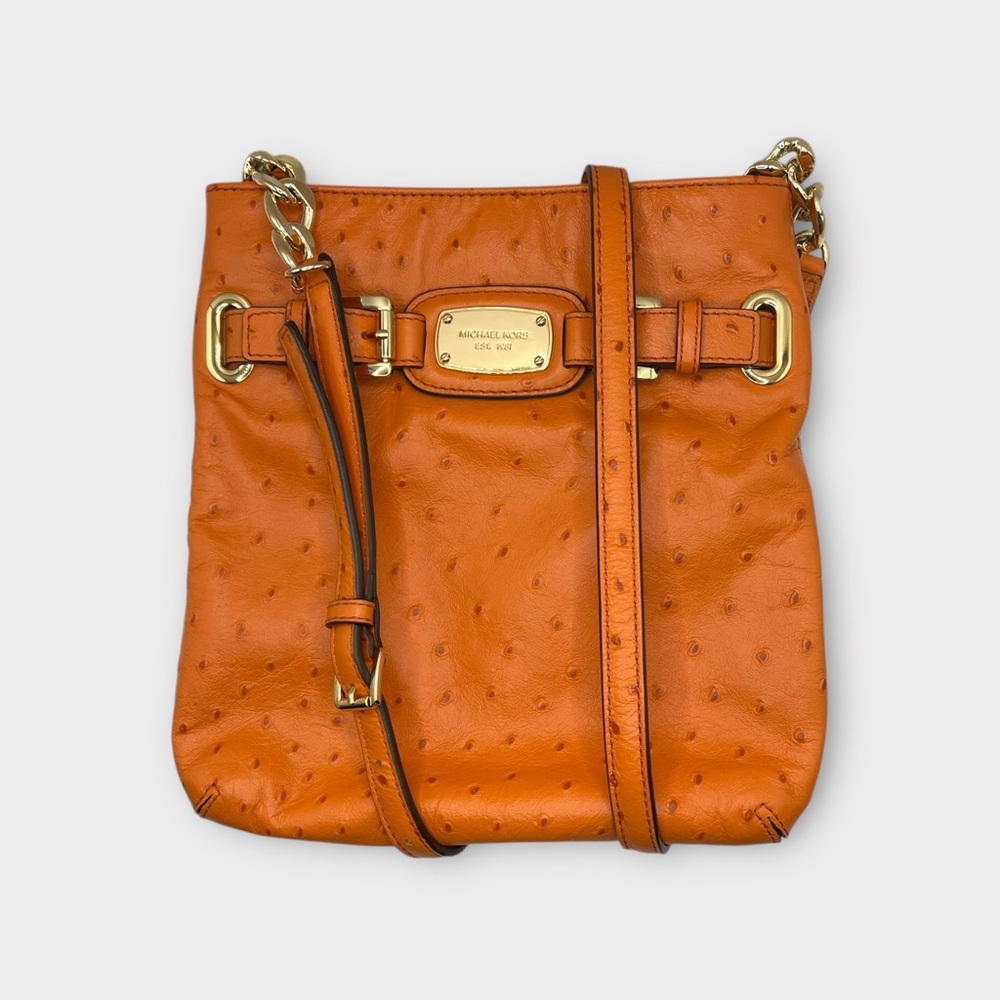 Michael Kors EUC Ostrich Orange Crossbody
